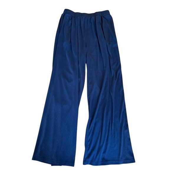 Ekouaer Other - Black Ribbed Wide Leg Palazzo Pants Elastic Waist Lounge Casual